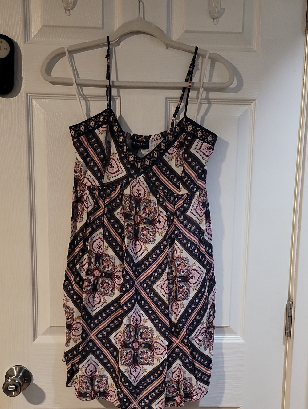 Aeropostale Navy, Cream & Pink Printed Spaghetti-Strap Dress